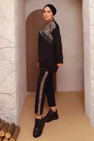 Tesettür giyim ALTIN LEOPAR DESENLİ PANTOLONLU TAKIM 5372 