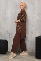 Tesettür giyim TABA DESENLİ TRİKO TAKIM 5592	