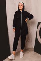 Tesettür giyim SİYAH FERMUARLI PANTOLONLU TAKIM 5872 