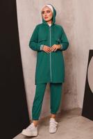 Tesettür giyim MAVİ FERMUARLI PANTOLONLU TAKIM 5872 