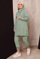 Tesettür giyim YEŞİL FERMUARLI PANTOLONLU TAKIM 5872 