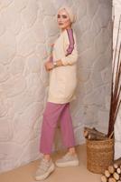 Tesettür giyim MOR BASKILI PANTOLONLU TAKIM 6172	