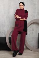 Tesettür giyim BORDO DESENLİ TRİKO PANTOLONLU TAKIM 6192