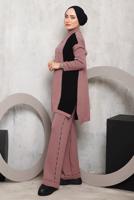 Tesettür giyim PUDRA DESENLİ TRİKO PANTOLONLU TAKIM 6192