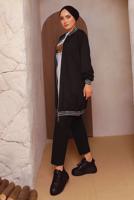 Tesettür giyim SİYAH SİM DETAYLI ÜÇLÜ PANTOLONLU TAKIM 6472 