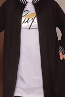 Tesettür giyim SİYAH SİM DETAYLI ÜÇLÜ PANTOLONLU TAKIM 6472 