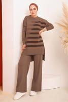 Vêtements hijab TABA ENSEMBLE PANTALON EN MAILLE A MOTIFS ARGENTÉS 6592