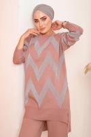 Hijab clothing POWDER ZIGZAG PATTERN KNITWEAR SUIT 7592