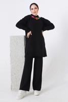 Vêtements hijab NOIR ENSEMBLE PANTALON EN MAILLE CHAÎNE 8592-1