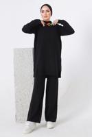Vêtements hijab NOIR ENSEMBLE PANTALON EN MAILLE CHAÎNE 8592-1