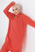 Hijab clothing CORAL CHAIN PATTERN KNITWEAR PANTS SUIT 8592-1