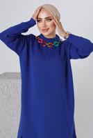 Vêtements hijab BLEU MARINE ENSEMBLE PANTALON EN MAILLE CHAÎNE 8592-1