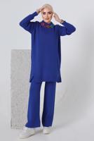 Vêtements hijab BLEU MARINE ENSEMBLE PANTALON EN MAILLE CHAÎNE 8592-1