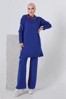 Vêtements hijab BLEU MARINE ENSEMBLE PANTALON EN MAILLE CHAÎNE 8592-1