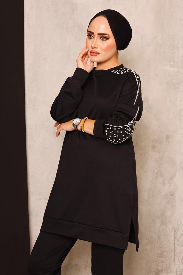 Vêtements hijab  TRACKSUIT SET WITH PEARL DETAIL T 8672 - TRENDTESETTÜR