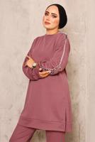 Vêtements hijab POURPRE ENSEMBLE DE SURVÊTEMENT AVEC DÉTAIL DE PERLES T 8672