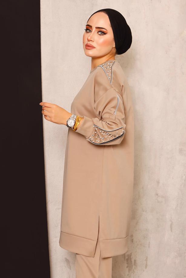 Vêtements hijab  TRACKSUIT SET WITH PEARL DETAIL T 8672 - TRENDTESETTÜR
