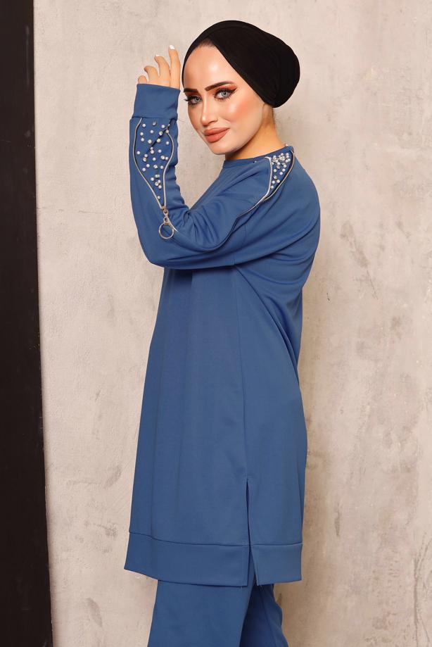 Vêtements hijab  TRACKSUIT SET WITH PEARL DETAIL T 8672 - TRENDTESETTÜR