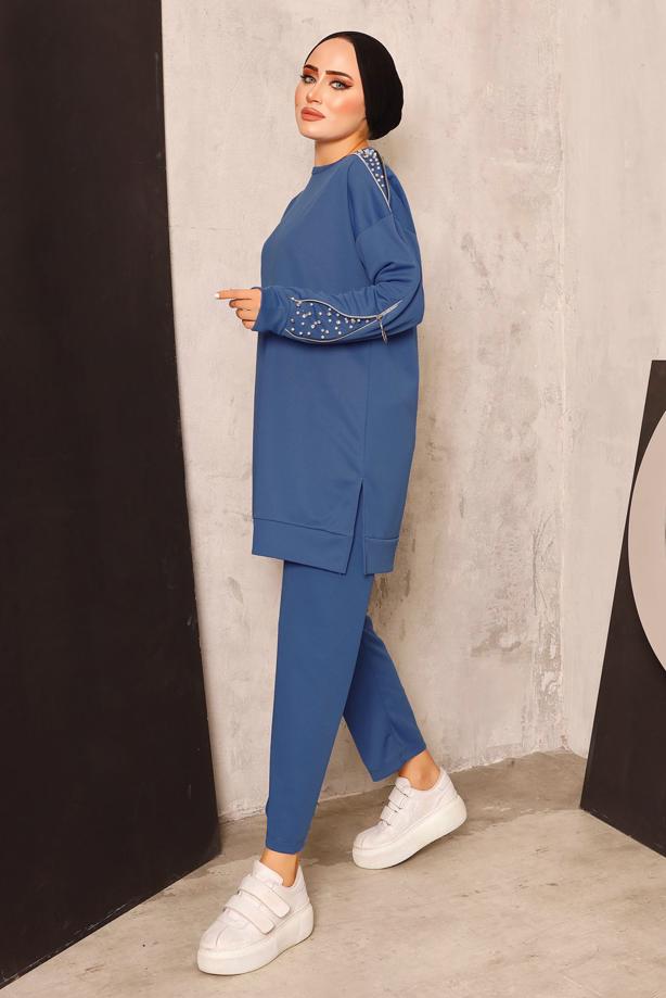 Vêtements hijab  TRACKSUIT SET WITH PEARL DETAIL T 8672 - TRENDTESETTÜR