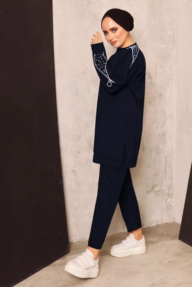 Vêtements hijab  TRACKSUIT SET WITH PEARL DETAIL T 8672 - TRENDTESETTÜR