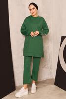 Tesettür giyim YEŞİL İNCİ DETAYLI PANTOLONLU TAKIM T 8672