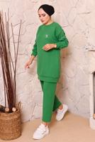Tesettür giyim YEŞİL BASIC İKİLİ PANTOLON TAKIMI 9972 