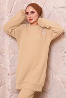 Tesettür giyim BEJ BASIC İKİLİ PANTOLON TAKIMI 9972 