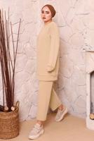 Tesettür giyim BEJ BASIC İKİLİ PANTOLON TAKIMI 9972 