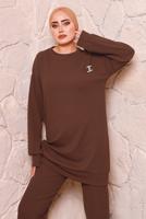 Tesettür giyim KAHVE BASIC İKİLİ PANTOLON TAKIMI 9972 