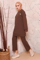Tesettür giyim KAHVE BASIC İKİLİ PANTOLON TAKIMI 9972 