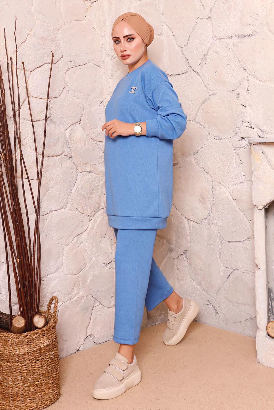 Tesettür giyim LACİVERT BASIC İKİLİ PANTOLON TAKIMI 9972 