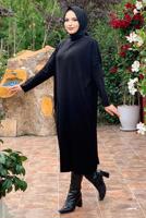 Tesettür giyim SİYAH FİTİLLİ TRİKO TUNİK 0434