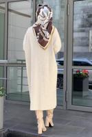 Tesettür giyim BEJ FİTİLLİ TRİKO TUNİK 0434