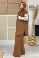 Tesettür giyim TABA İKİ RENKLİ DÜĞMELİ TUNİK 1135 