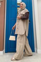 Tesettür giyim VİZON İKİ RENKLİ DÜĞMELİ TUNİK 1135 