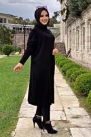 Tesettür giyim SİYAH YARASA KOL FİTİLLİ TRİKO TUNİK 1624