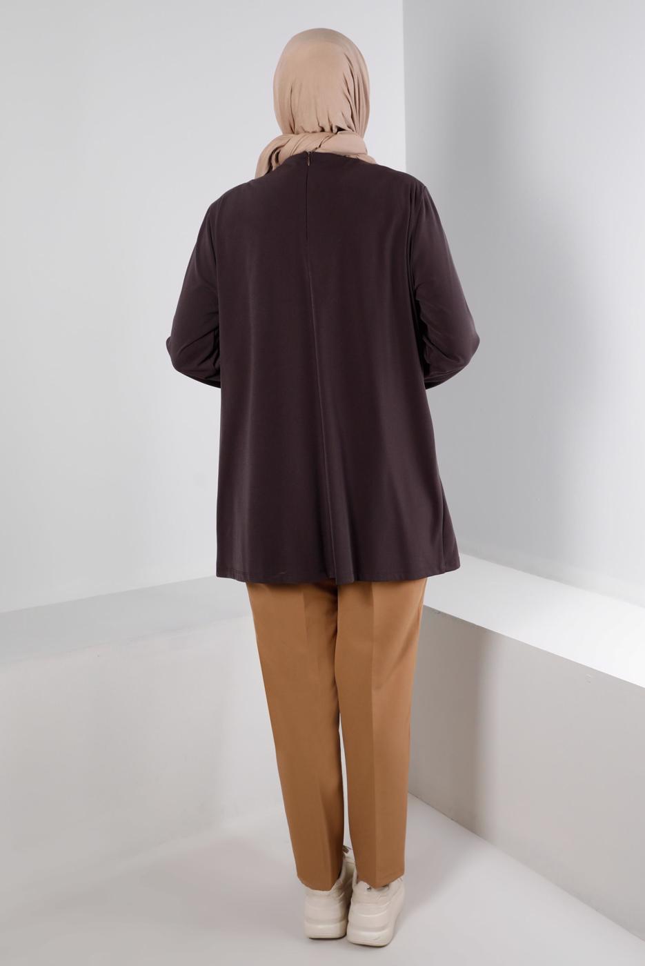 Vêtements hijab BRUN ALVINA TUNIQUE DÉTAIL BOUTONS T 20300