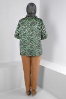 Vêtements hijab VERT ALVINA TUNIQUE EN SATIN MOTIF LÉOPARD T 20308