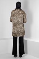 Tesettür giyim KAHVE ALVİNA LEOPAR DESENLİ SATEN TUNİK T 20309
