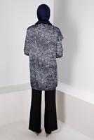 Vêtements hijab BLEU MARINE ALVINA TUNIQUE EN SATIN À MOTIF LÉOPARD T 20309