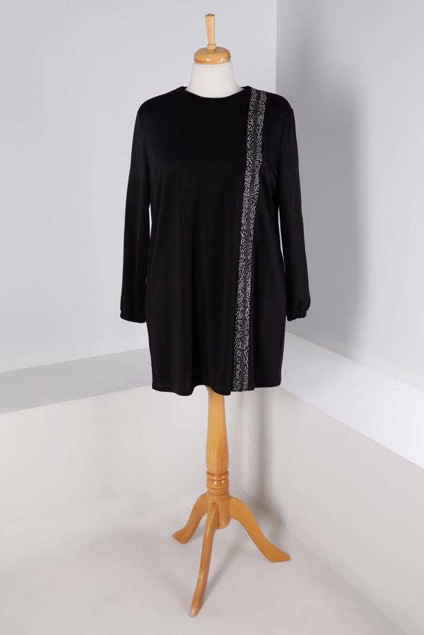 Hijab clothing BLACK ALVINA STRIPE DETAIL TUNIC T 20312 - TRENDTESETTÜR