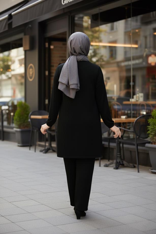 Vêtements hijab NOIR ALVINA TUNIQUE À RAYURES T 20312 - TRENDTESETTÜR