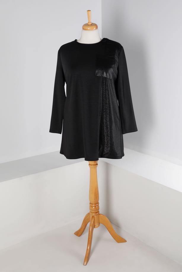 Hijab clothing BLACK ALVINA TUNIC WITH POCKET DETAIL T 20329 - TRENDTESETTÜR