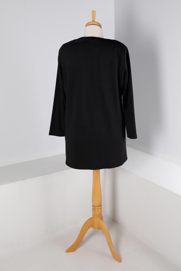 Hijab clothing BLACK ALVINA TUNIC WITH POCKET DETAIL T 20329 - TRENDTESETTÜR