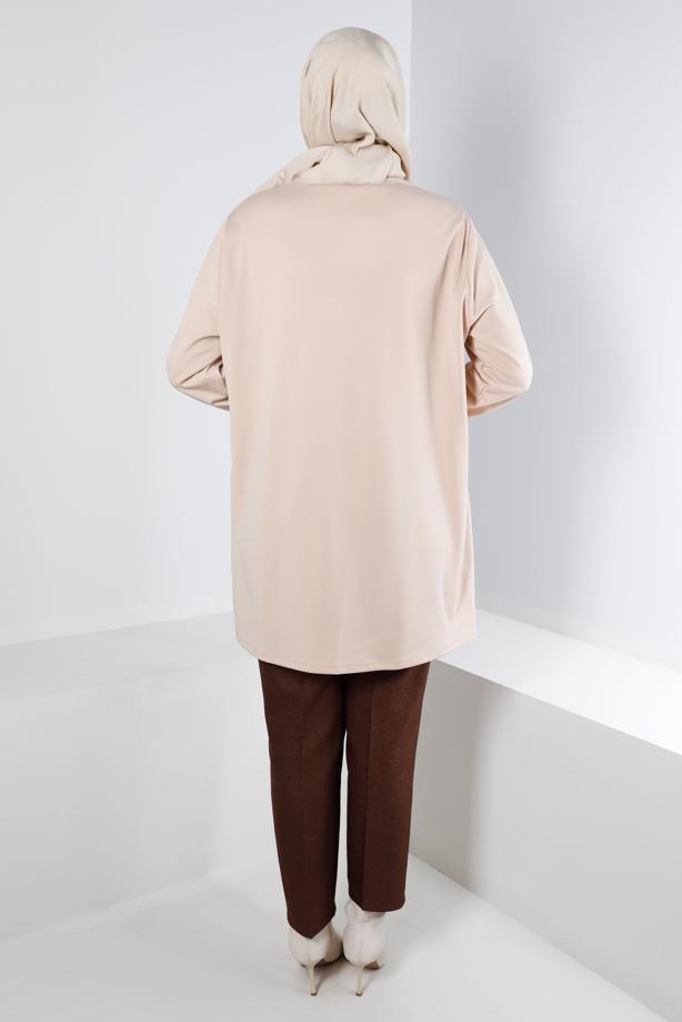 Hijab clothing BEIGE ALVINA TUNIC WITH POCKET DETAIL T 20329 - TRENDTESETTÜR