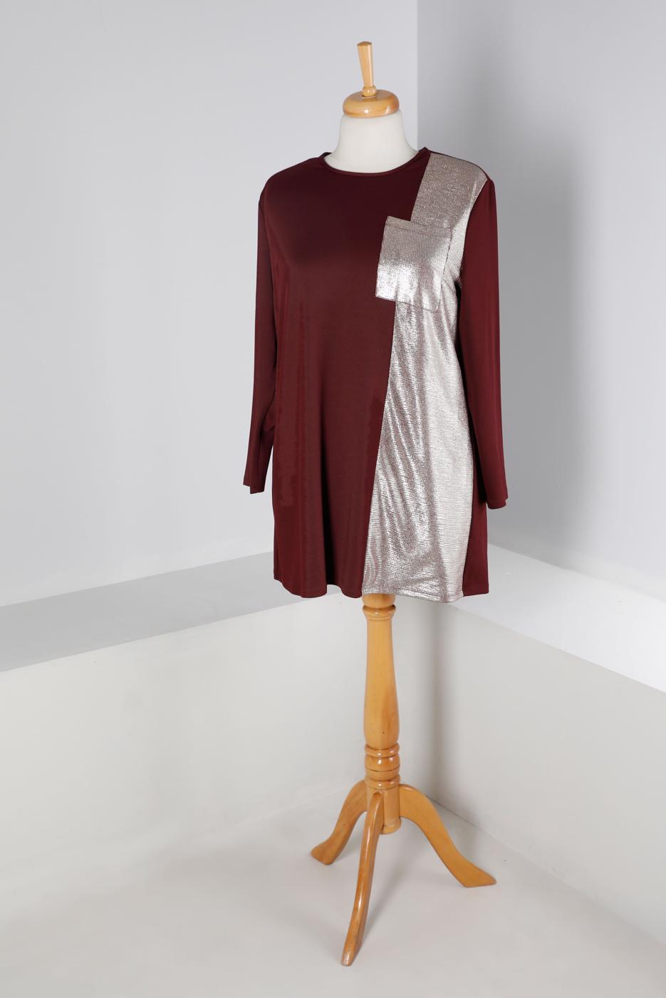 Vêtements hijab ROUGE BORDEAUX TUNIQUE ALVINA AVEC DÉTAIL DE POCHE T 20329