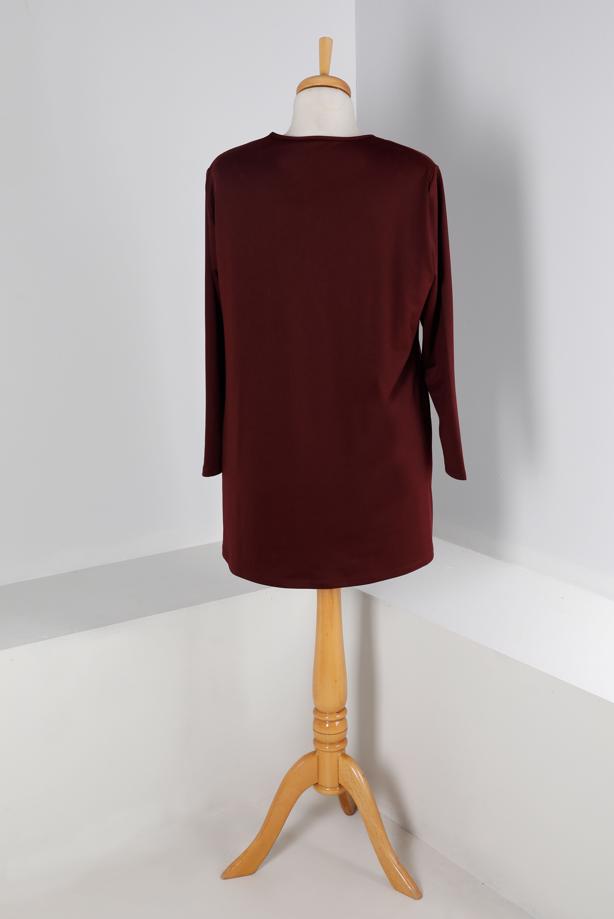 Hijab clothing CLARET RED ALVINA TUNIC WITH POCKET DETAIL T 20329 - TRENDTESETTÜR