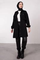 Tesettür giyim SİYAH DÜĞMELİ CEPLİ TUNİK 2385 