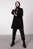 Tesettür giyim SİYAH DÜĞMELİ CEPLİ TUNİK 2385 