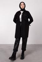 Tesettür giyim SİYAH DÜĞMELİ CEPLİ TUNİK 2385 